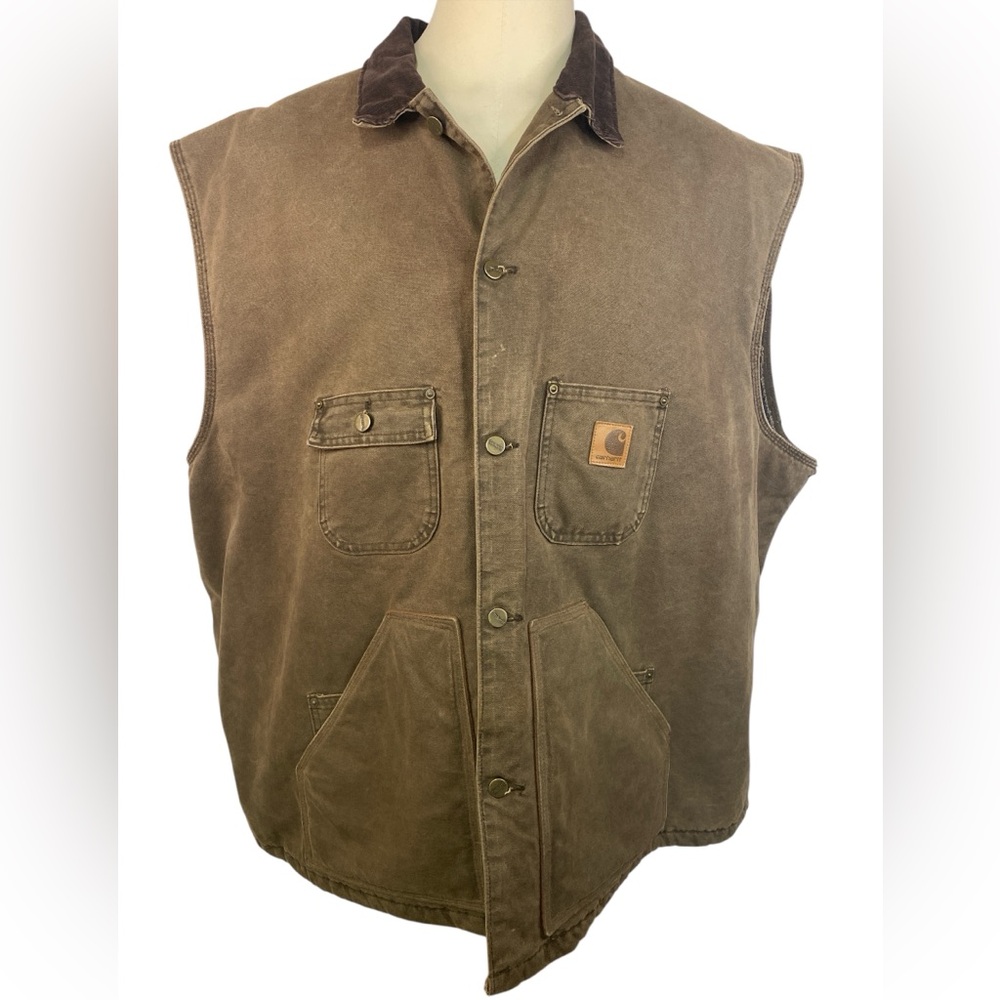 Vintage Carhartt C02CHT Brown Lined Canvas Vest Men’s 5XL
